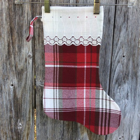 Christmas Stocking Plaid Hand Made - Picture 2 of 4